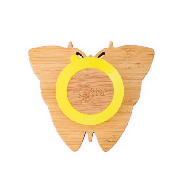 ABF_3175-Edit.jpg Diverzifikációs készlet gyerekeknek - Oaki bambusz tál és pillangó tányér kanállal, Sárga