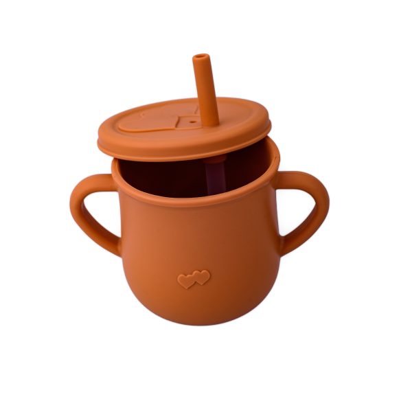 ABF_3288.jpg Diverzifikációs készlet gyerekeknek - Oaki bambusz tál és nyúl tányér kanállal, szívószálas bögrével és előkével, Sárga